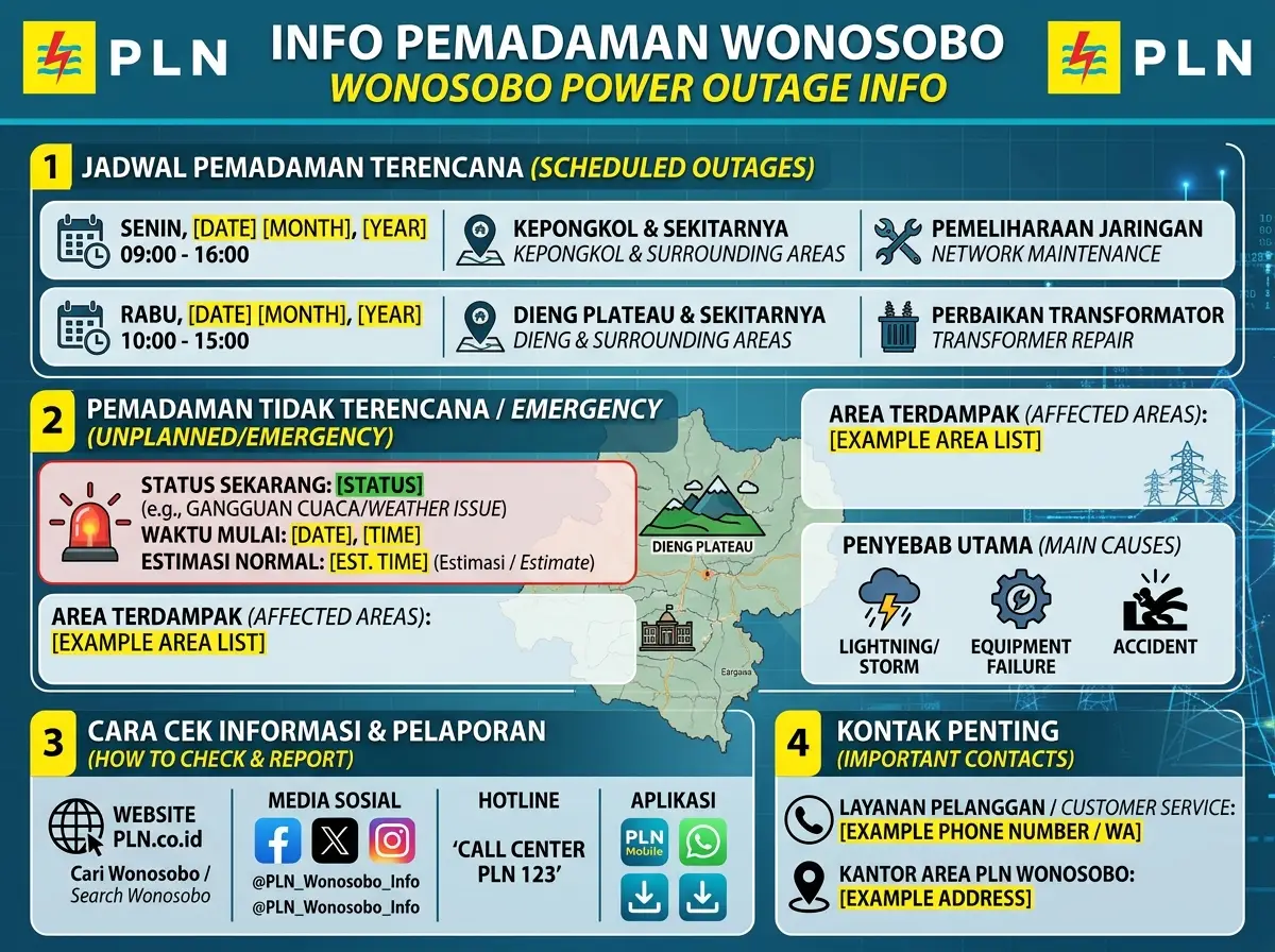 Info Pemadaman Listrik PLN Wonosobo